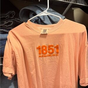 Comfort Colors Coral Tee with Vibrant Orange Embroidery